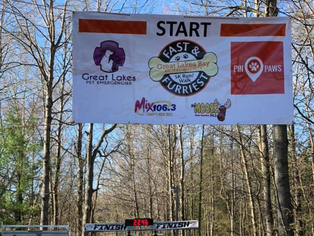 Great Lakes Bay Animal Society Race Starting Line Banner